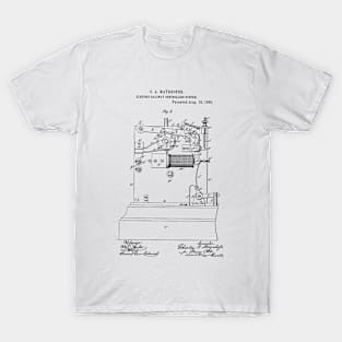 Electric Railway Controlling System Vintage Patent Hand Drawing T-Shirt